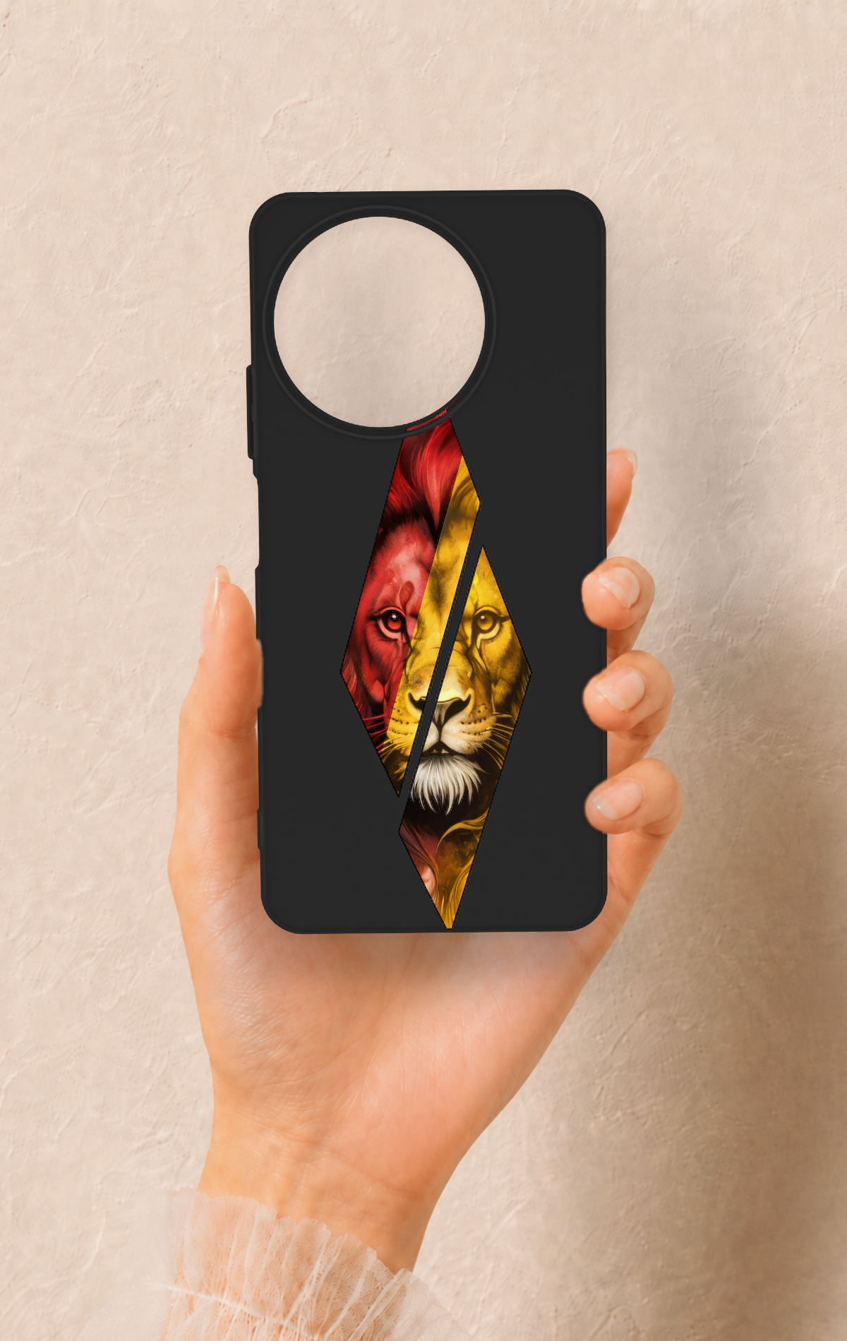 Realme 11 Uyumlu Kesik Aslan Desenli Silikon Kılıf