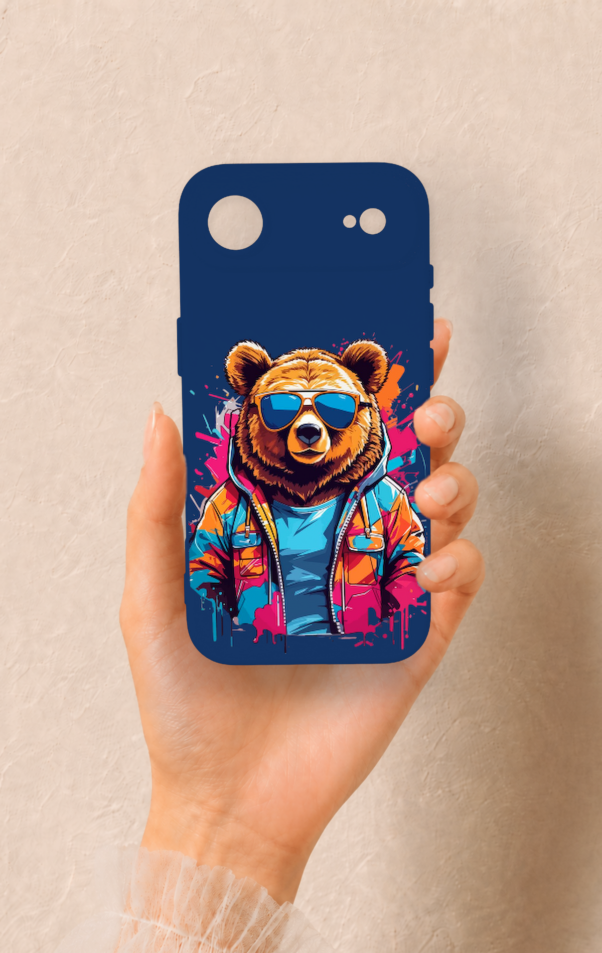 iPhone 17 Air Uyumlu Gözlüklü Ayı Desenli Silikon Kılıf