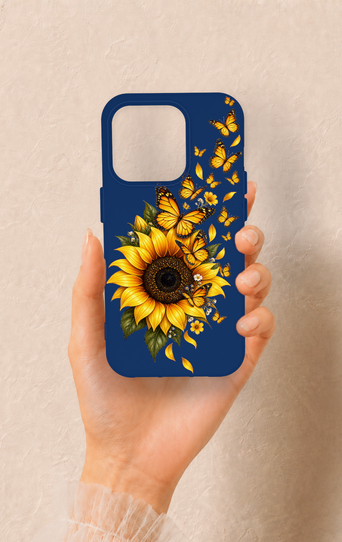 iPhone 15 Pro Uyumlu Ayçiçeği Desenli Silikon Kılıf