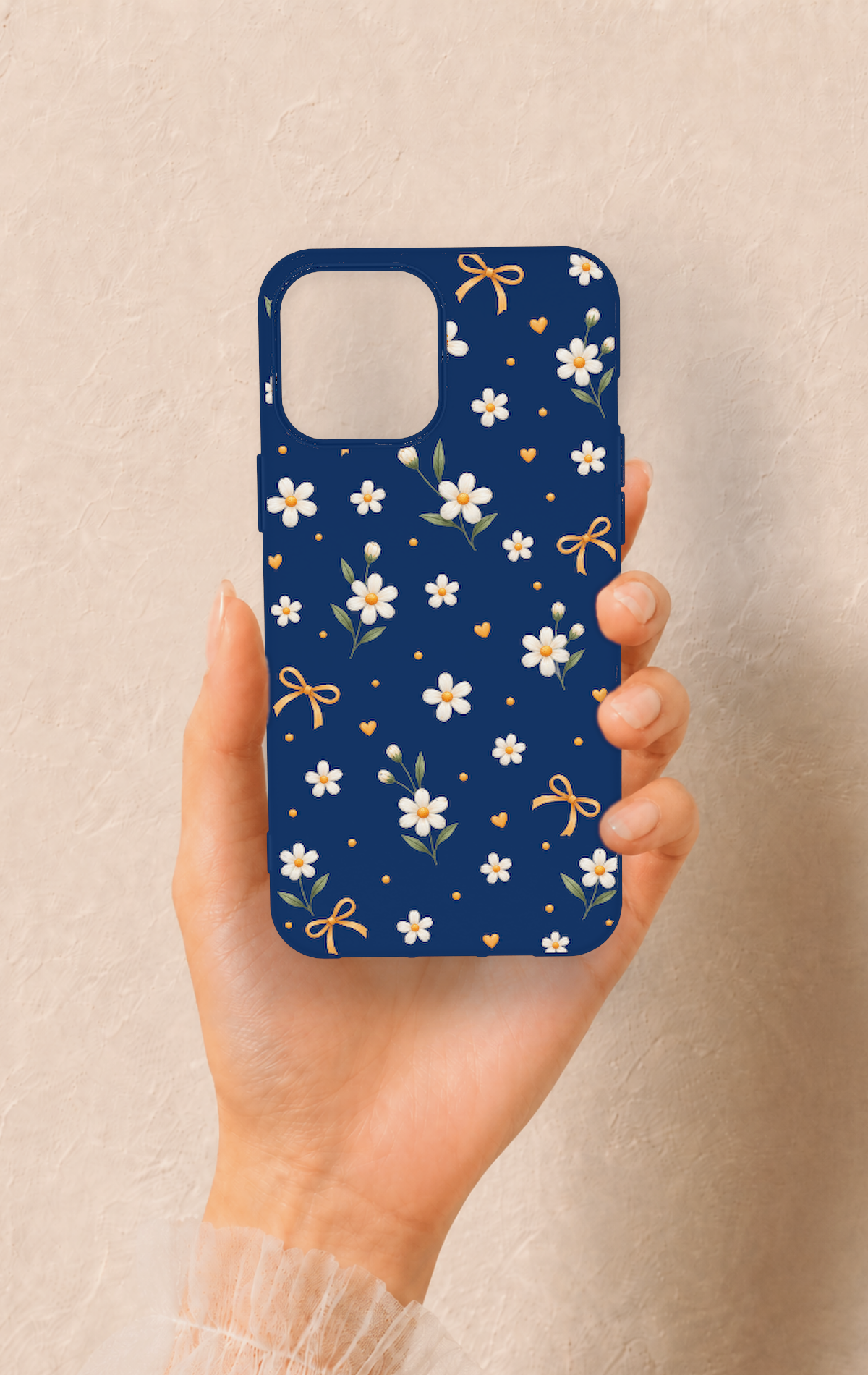 iPhone 12 Pro Max Uyumlu Papatya Fiyonk Desenli Silikon Kılıf