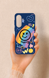 Samsung A37 Uyumlu Happing Smile Desenli Silikon Kılıf