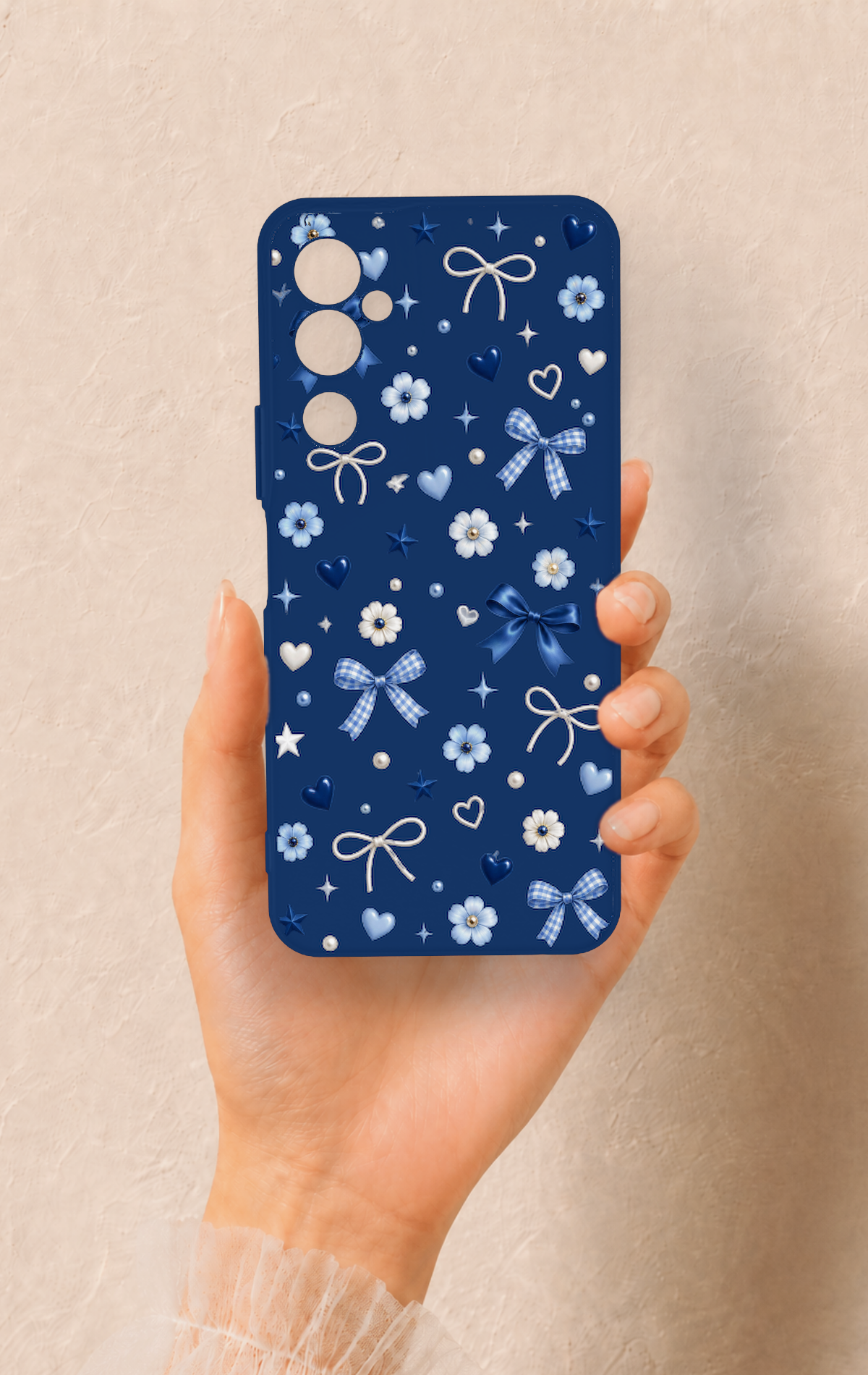 Tecno Pova Neo 2 Uyumlu Mavi Papatya Fiyonk Desenli Silikon Kılıf
