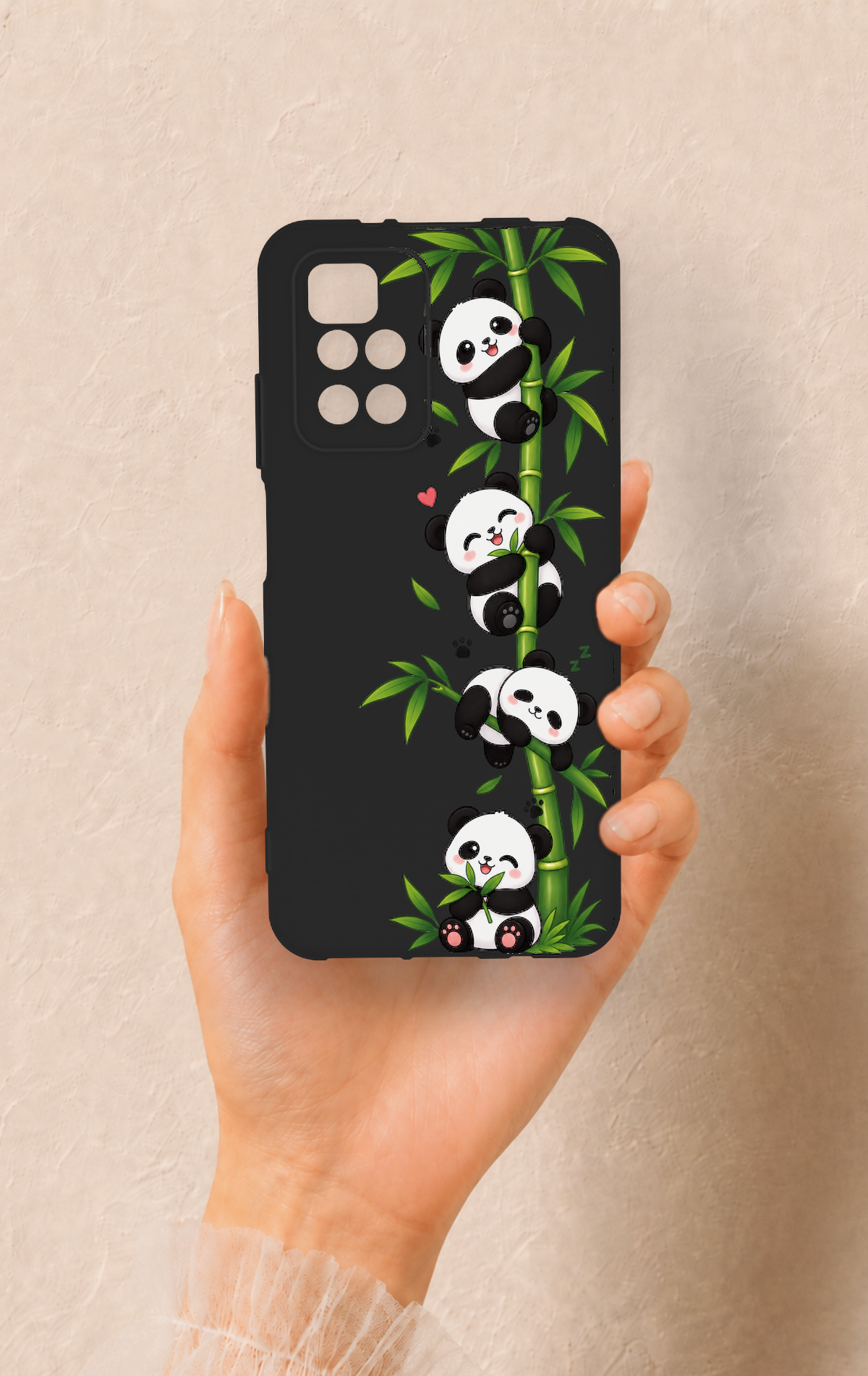 Redmi 10 2022 Uyumlu Sevimli Panda Bambu Desenli Silikon Kılıf