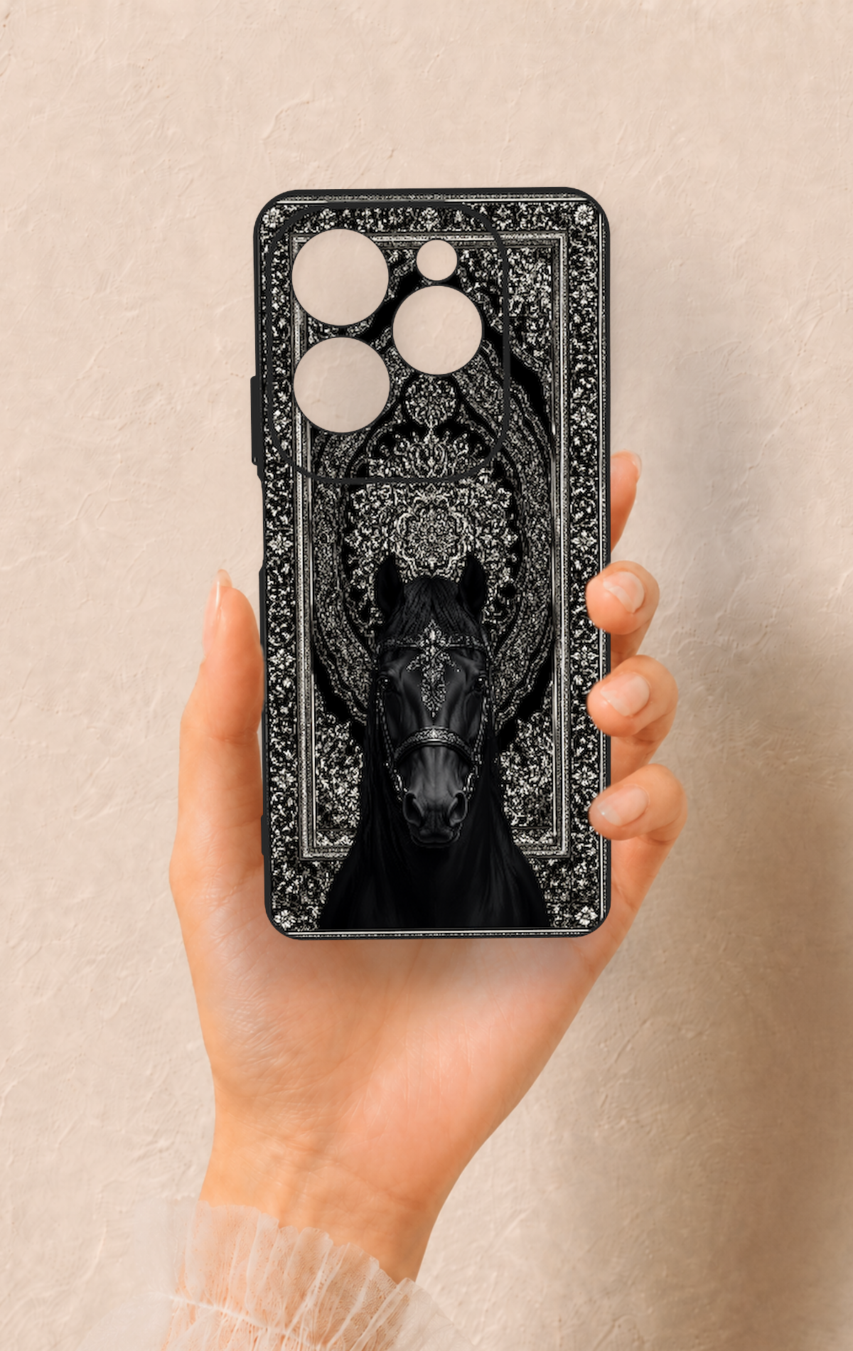 İnfinix Hot 40 Pro Uyumlu Etnik At Figürü Desenli Silikon Kılıf