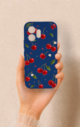 Honor 600 Uyumlu Kiraz Papatya Desenli Silikon Kılıf