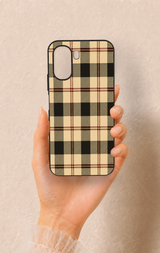 Oppo A6T Uyumlu Krem Ekose Desenli Silikon Kılıf
