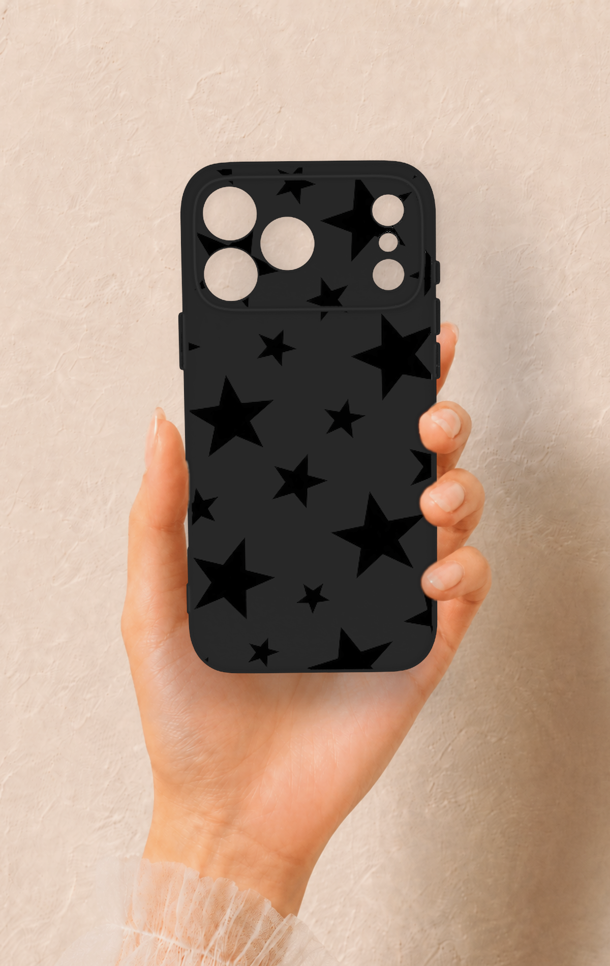 iPhone 17 Pro Max Uyumlu Siyah Star Desenli Silikon Kılıf