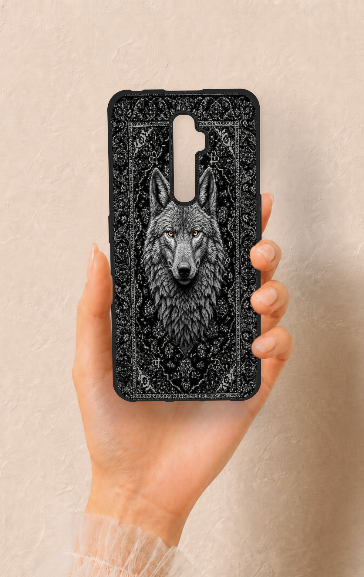 Oppo Reno 2Z Uyumlu Etnik Kurt Desenli Silikon Kılıf