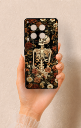 Tecno Camon 30 Uyumlu Çiçek İskelet Desenli Silikon Kılıf