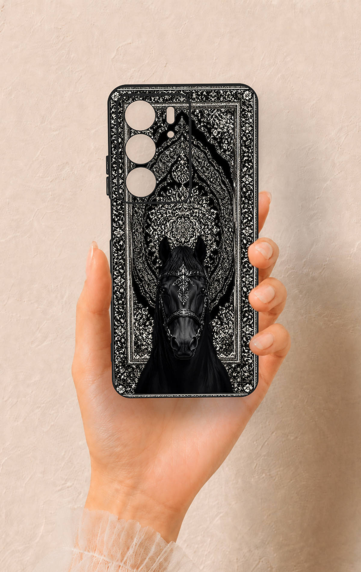 Realme C75 Uyumlu Etnik At Figürü Desenli Silikon Kılıf