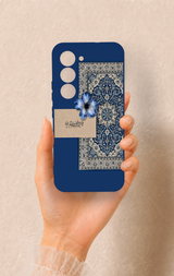 Tecno Spark 40 Pro Uyumlu Mavi Etnik Halı Desenli Silikon Kılıf