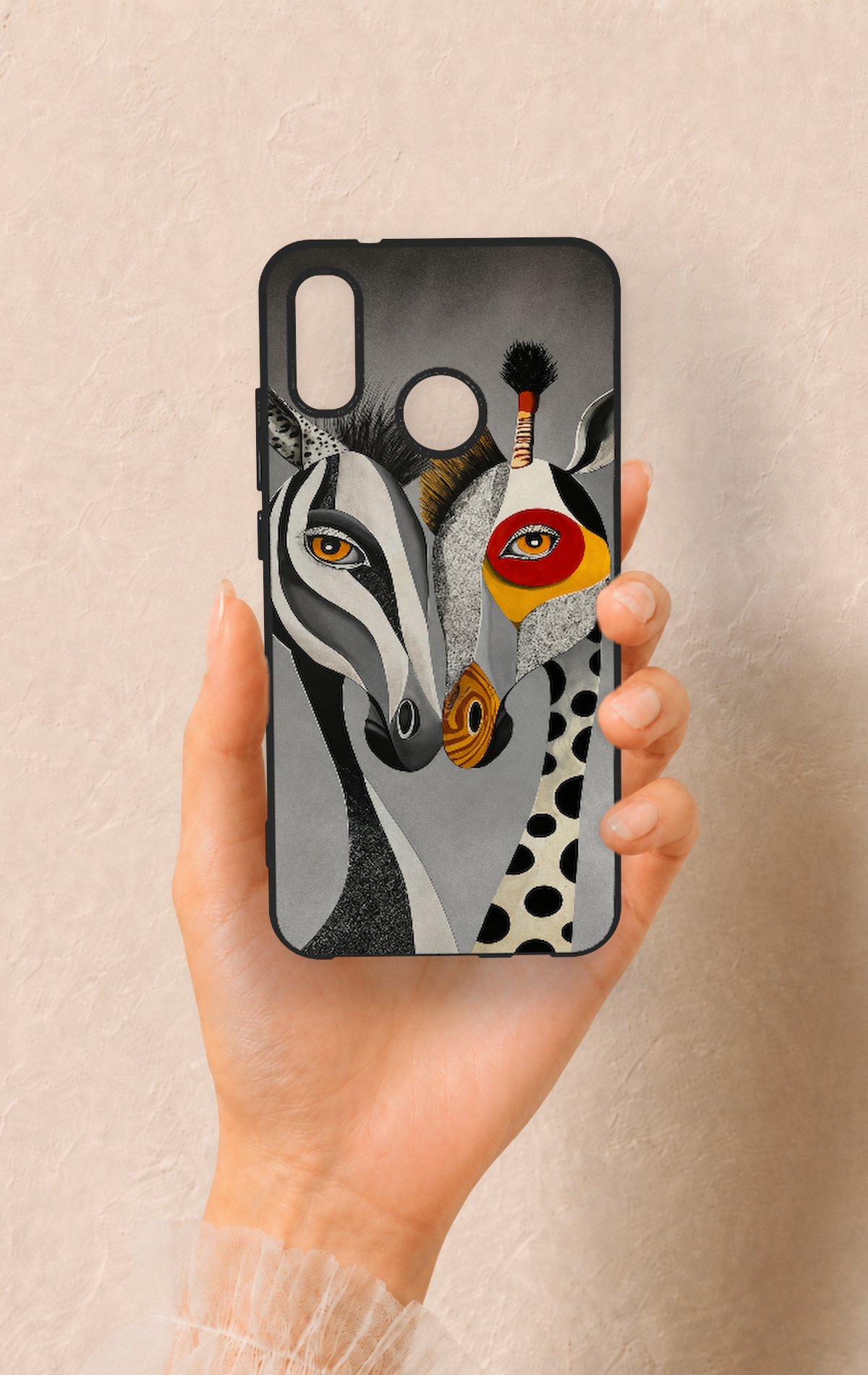 Huawei P20 Lite Uyumlu Zebra ve Zürafa Desenli Silikon Kılıf