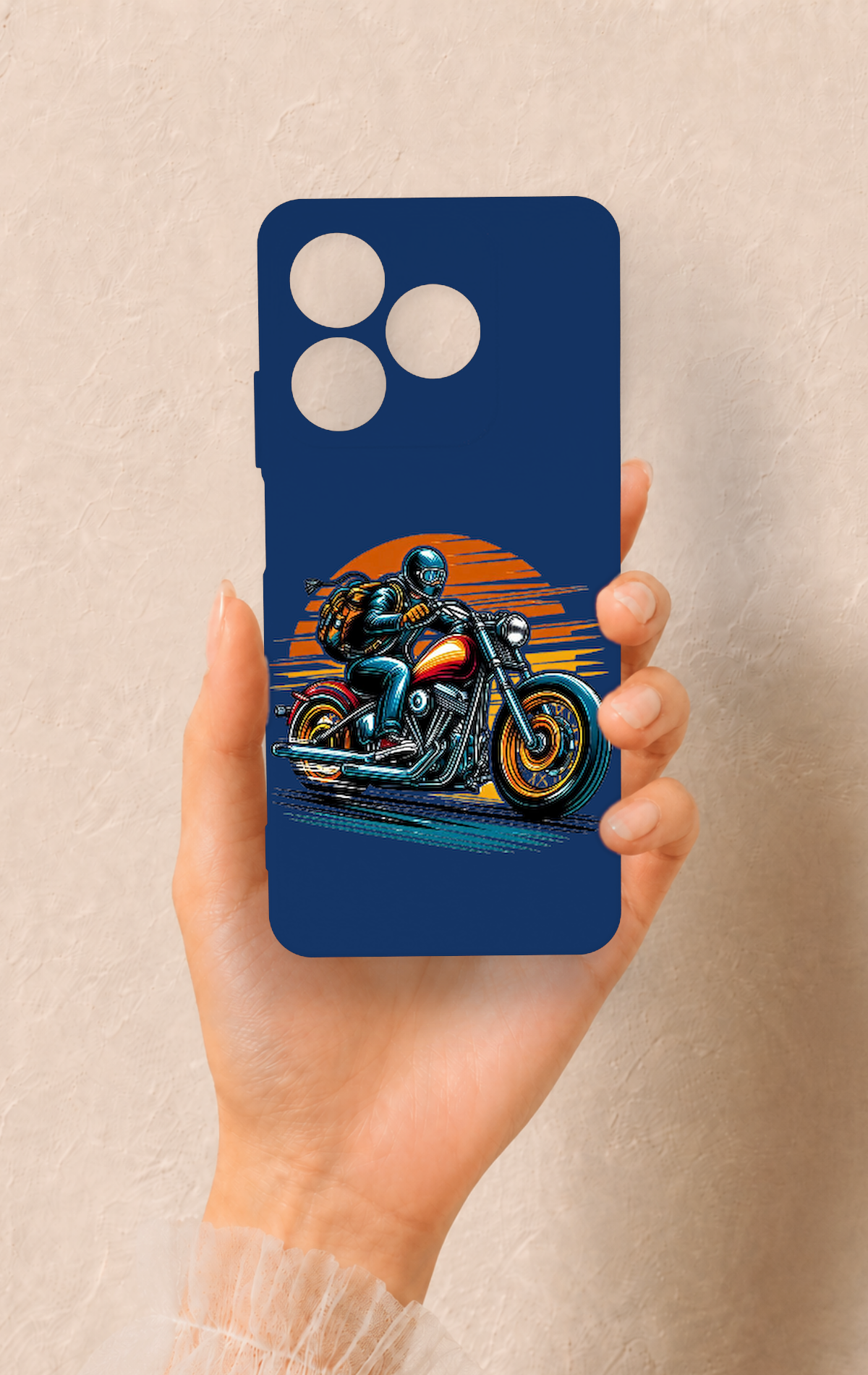 Realme C63 Uyumlu Moto Rider Desenli Silikon Kılıf