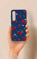 Samsung S25Fe Uyumlu Kiraz Papatya Desenli Silikon Kılıf