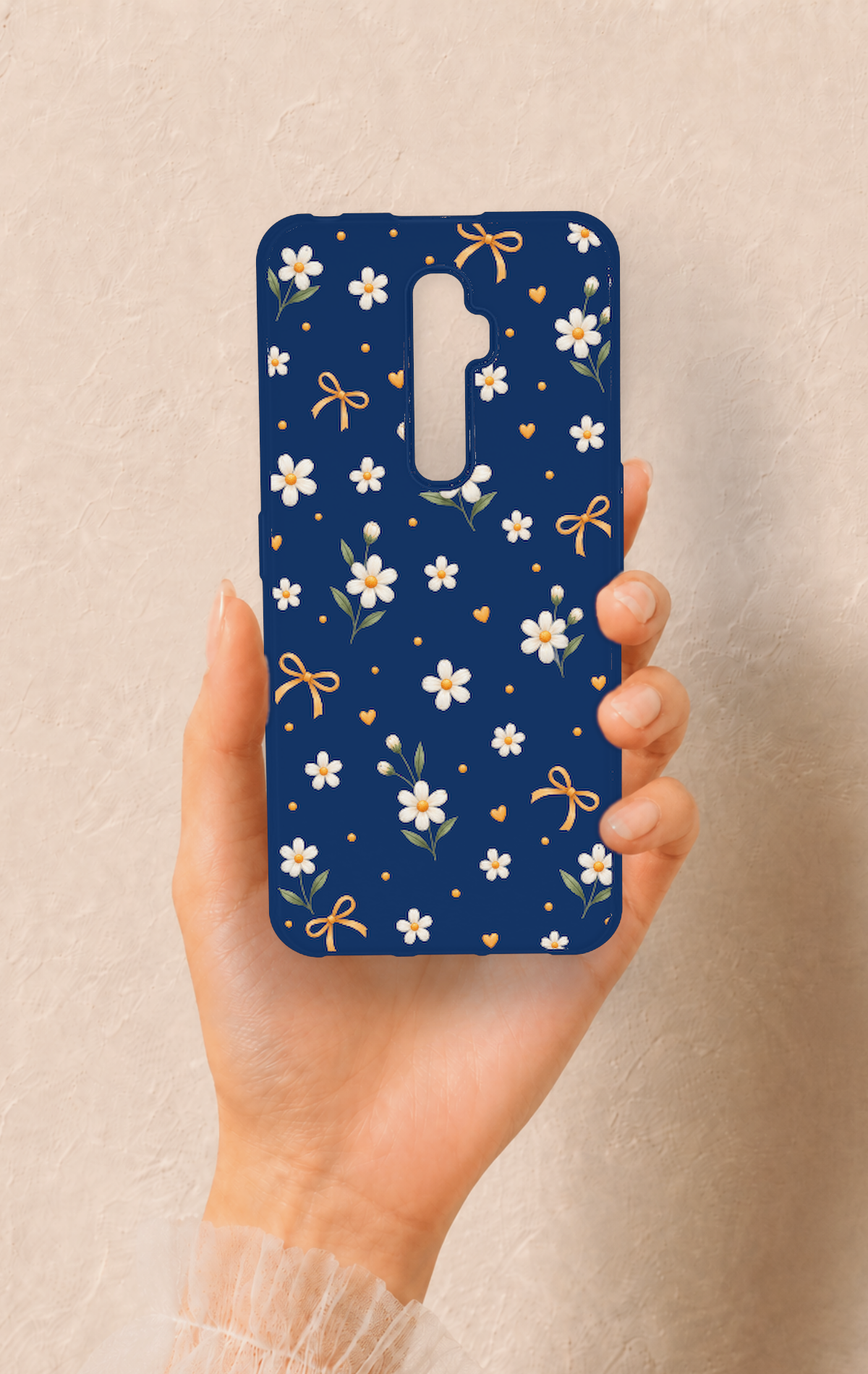 Oppo Reno 2Z Uyumlu Papatya Fiyonk Desenli Silikon Kılıf