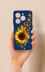 Tecno Spark 20C Uyumlu Ayçiçeği Desenli Silikon Kılıf