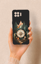 Oppo Reno 4 Lite Uyumlu Pusula Orman Desenli Silikon Kılıf