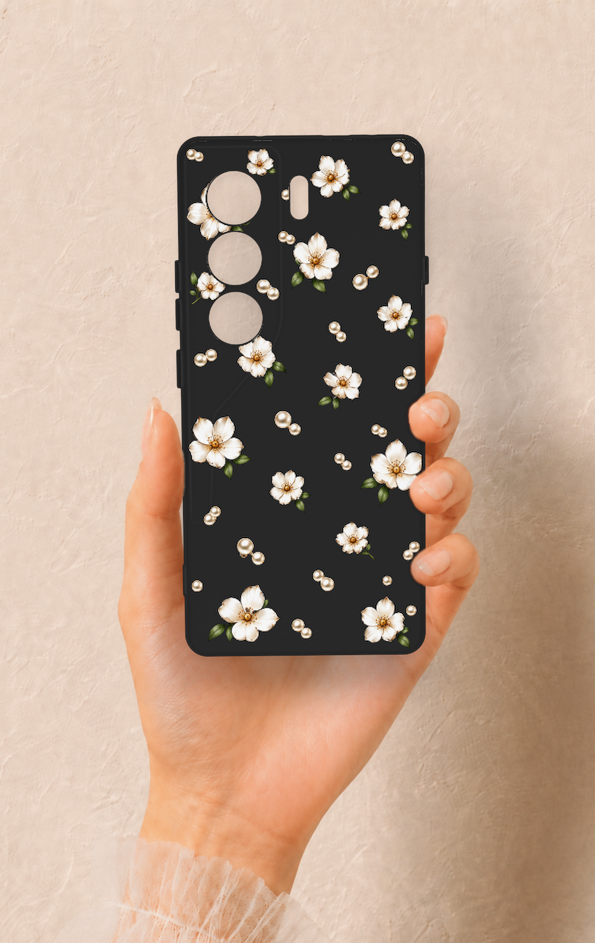 Tecno Camon 40 4G Uyumlu İnci Papatya Desenli Silikon Kılıf