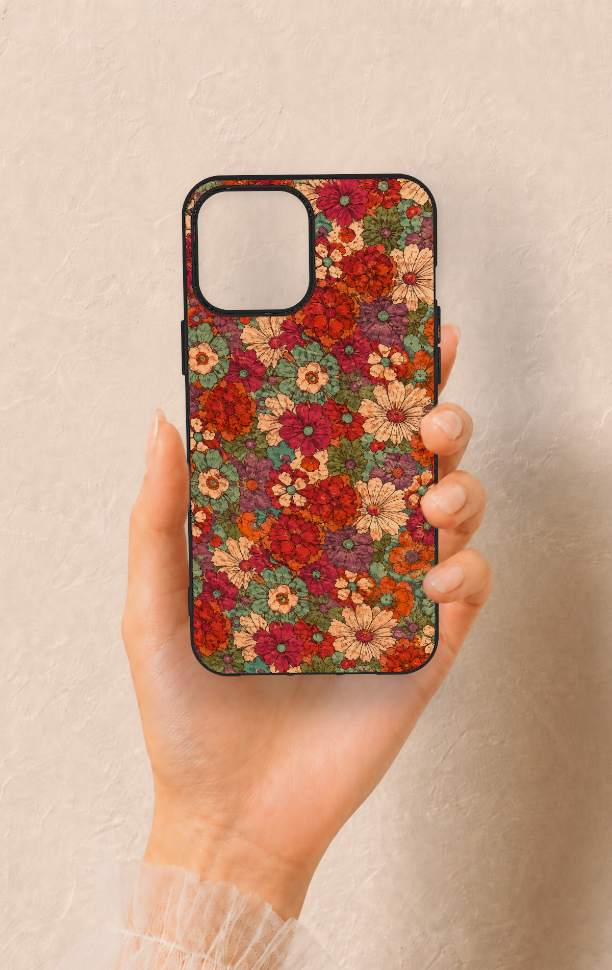 iPhone 12 Pro Max Uyumlu Pastel Çiçek Bahçesi Desenli Silikon Kılıf