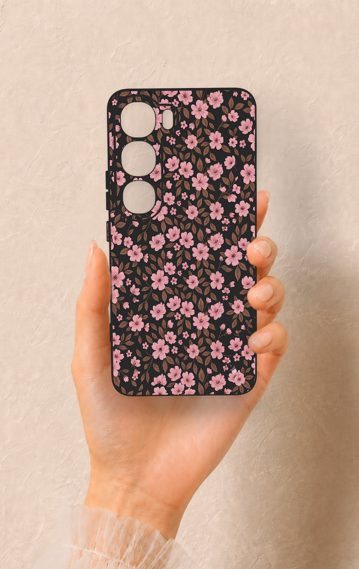 Vivo V40 Lite 5G Uyumlu Mini Pembe Çiçek Desenli Silikon Kılıf