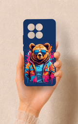 Poco X6 Pro Uyumlu Gözlüklü Ayı Desenli Silikon Kılıf