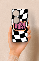Vivo V40 Uyumlu Black Good Vibes Desenli Silikon Kılıf