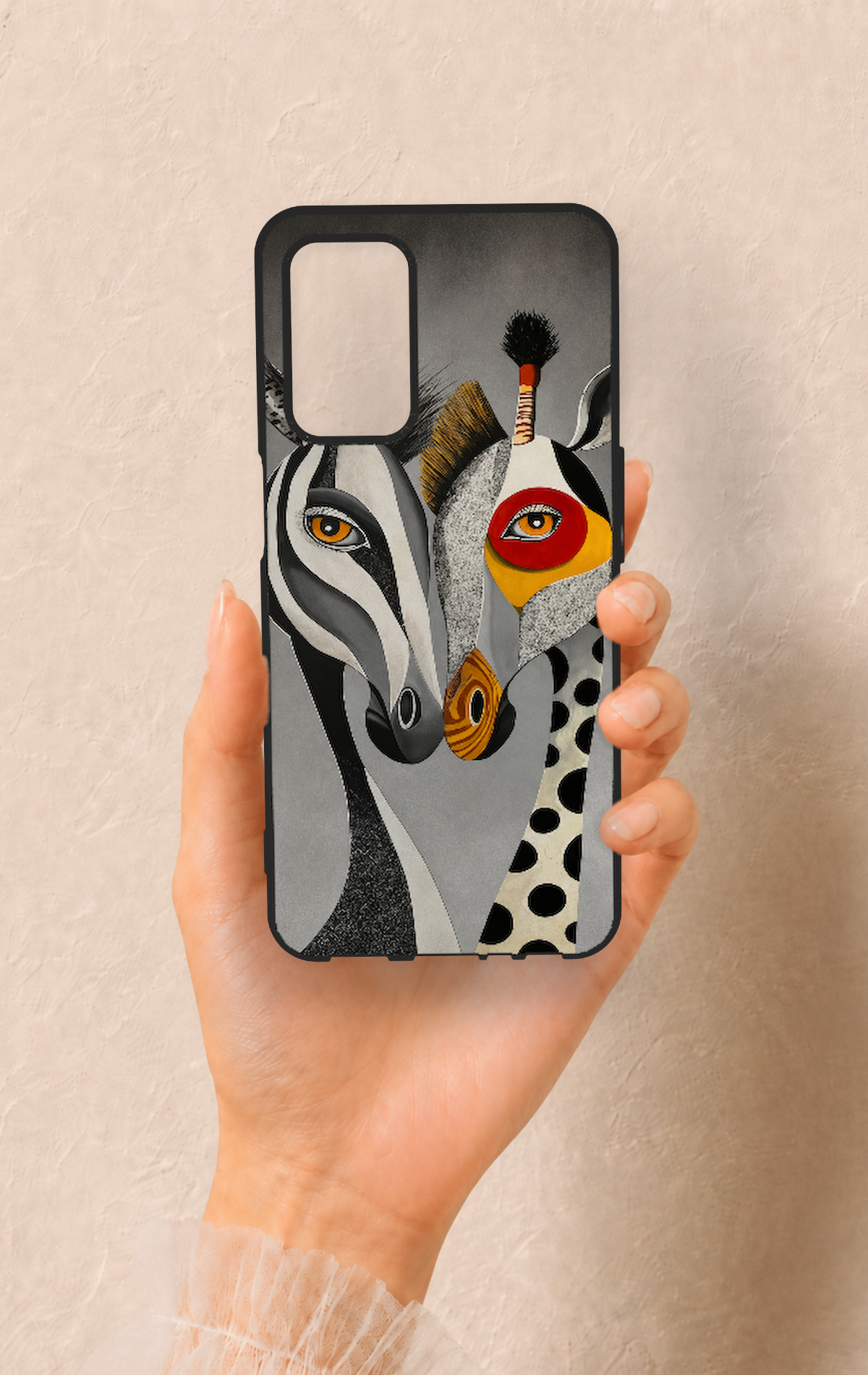 Oppo A55 Uyumlu Zebra ve Zürafa Desenli Silikon Kılıf