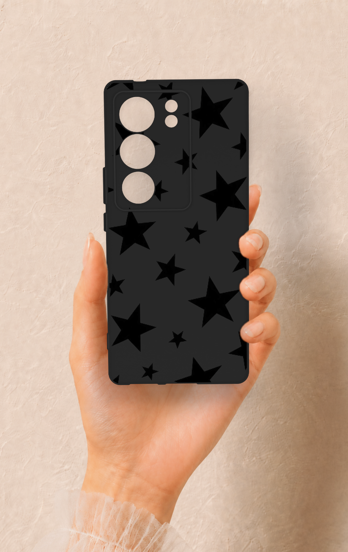 Vivo V29 Uyumlu Siyah Star Desenli Silikon Kılıf