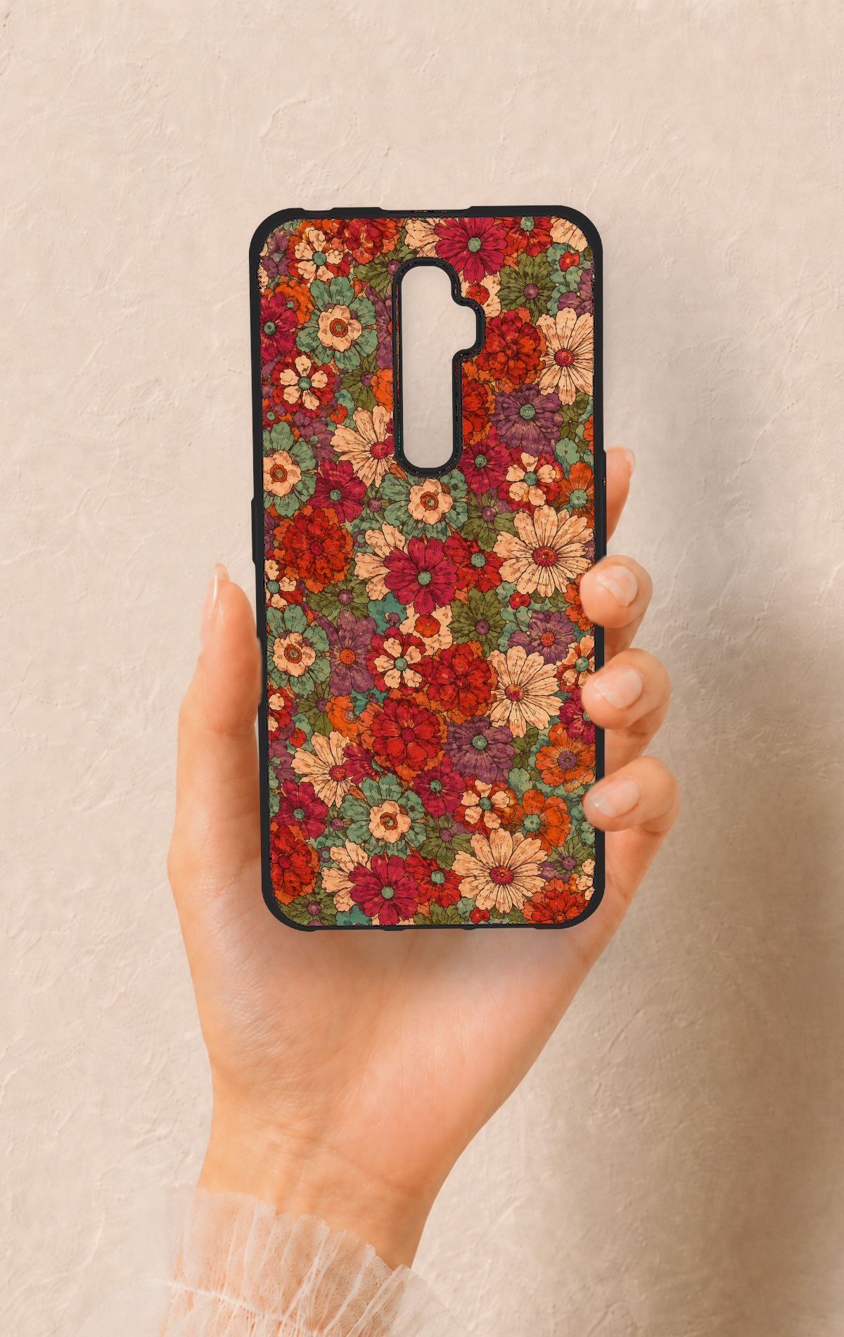Oppo Reno 2Z Uyumlu Pastel Çiçek Bahçesi Desenli Silikon Kılıf