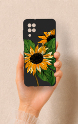 Samsung A12 Uyumlu Ay Çiçeği Desenli Silikon Kılıf