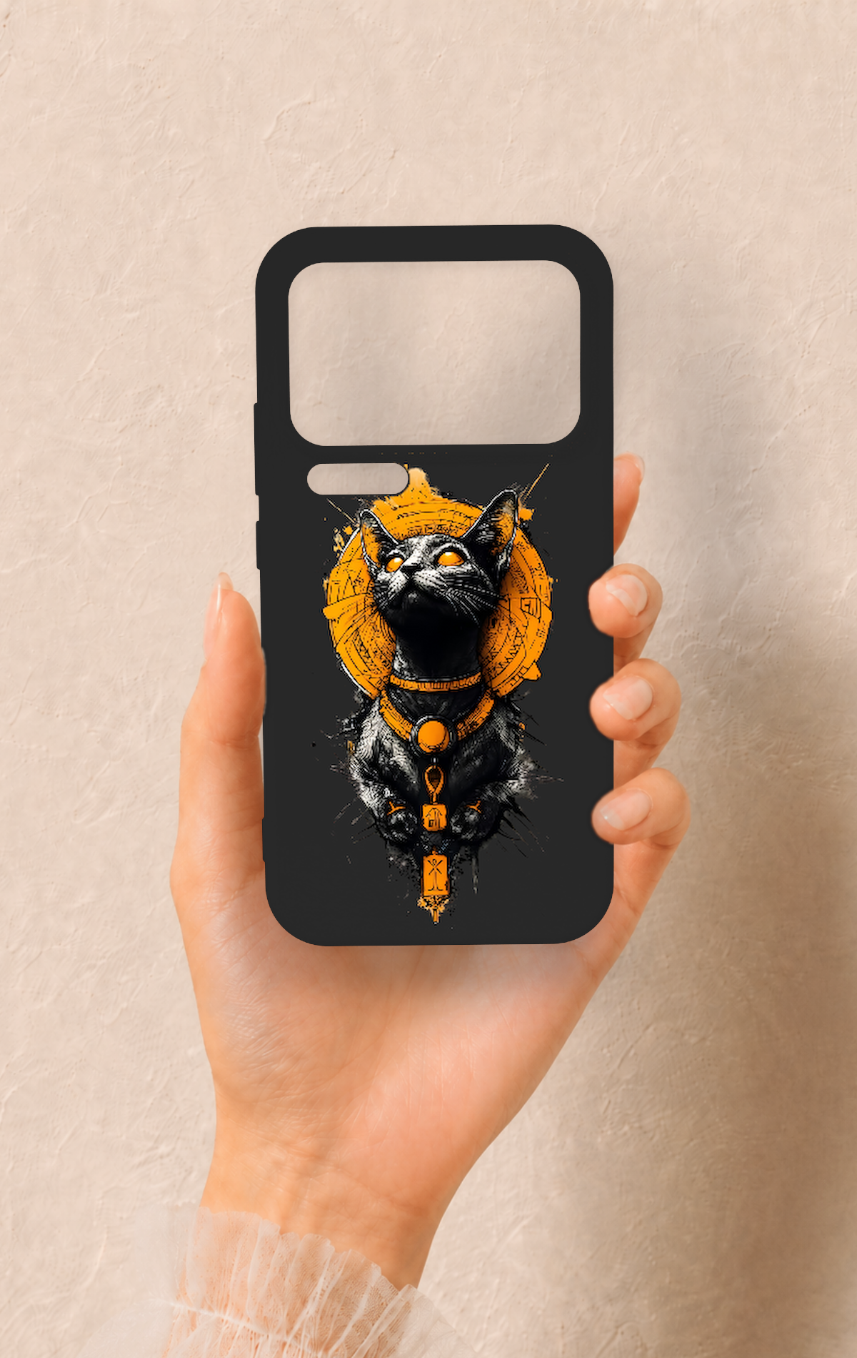 Mi 17 Pro Max Uyumlu Mısırlı Kedi Tanrısı Desenli Silikon Kılıf