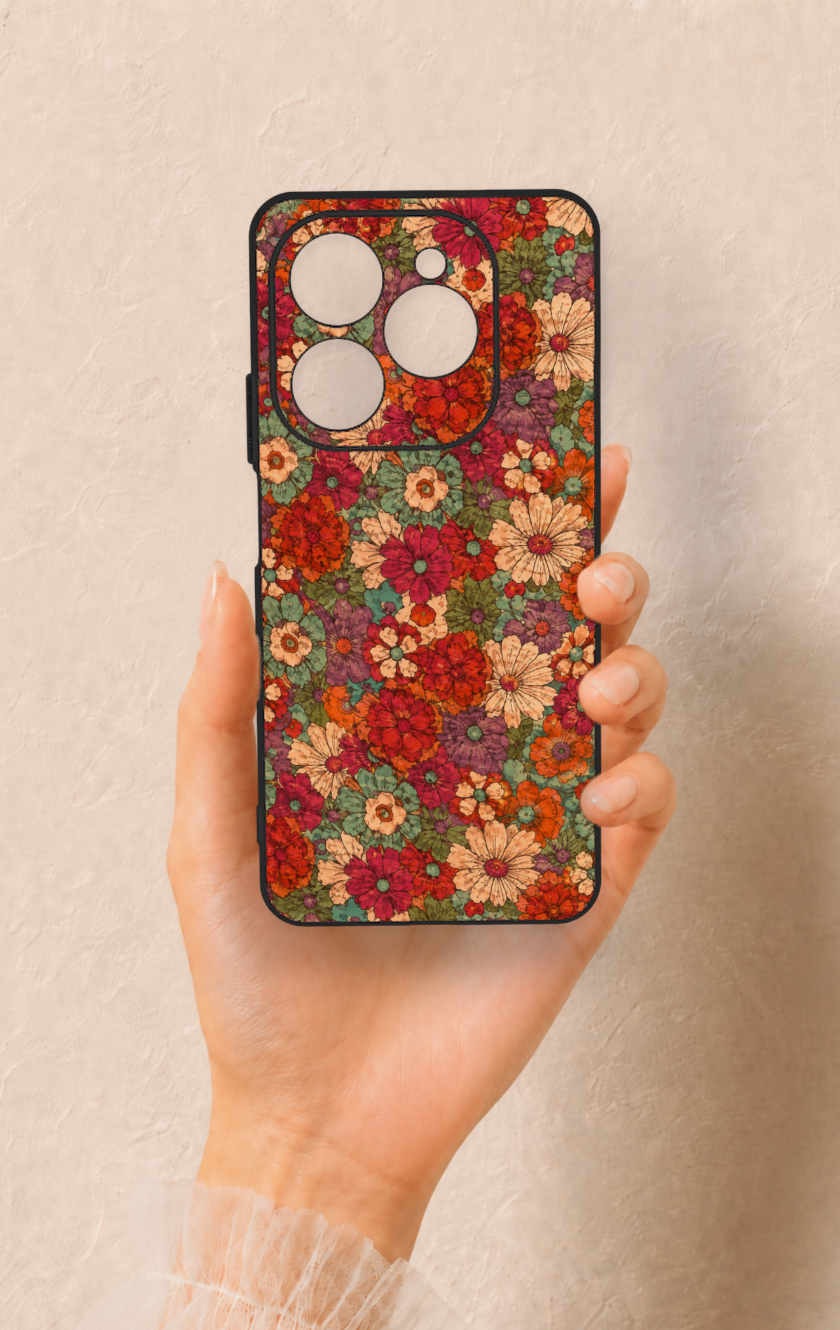 Tecno Spark 20 Pro Uyumlu Pastel Çiçek Bahçesi Desenli Silikon Kılıf