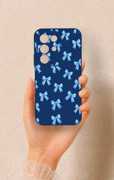 Realme C85 5G Uyumlu Mavi Fiyonk Kurdele Desenli Silikon Kılıf
