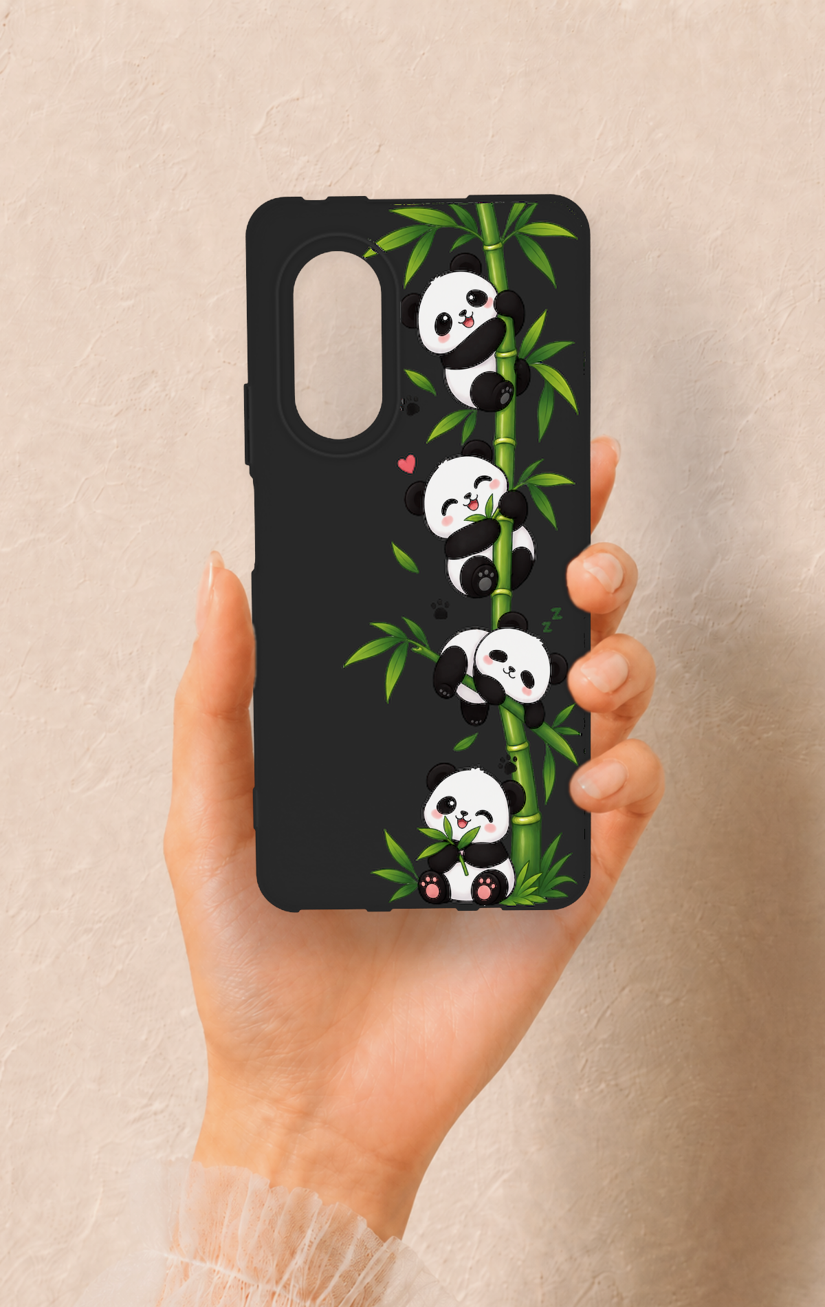 Huawei Nova 9Se Uyumlu Sevimli Panda Bambu Desenli Silikon Kılıf