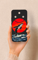 Honor Magic 8 Lite Uyumlu Kırmızı Güneş Balina Desenli Silikon Kılıf