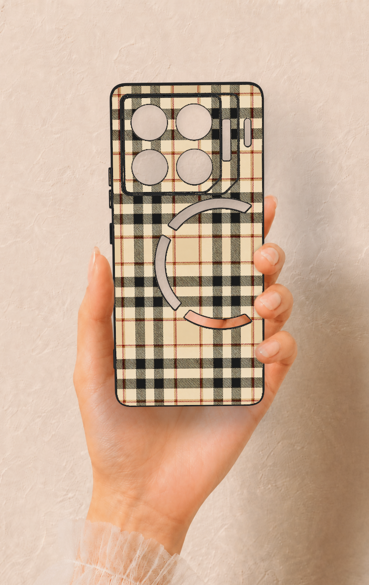İnfinix Gt 20 Pro Uyumlu Karamel Siyah Ekose Desenli Silikon Kılıf