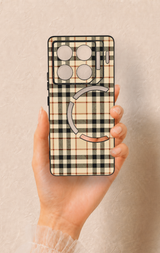 İnfinix Gt 20 Pro Uyumlu Karamel Siyah Ekose Desenli Silikon Kılıf