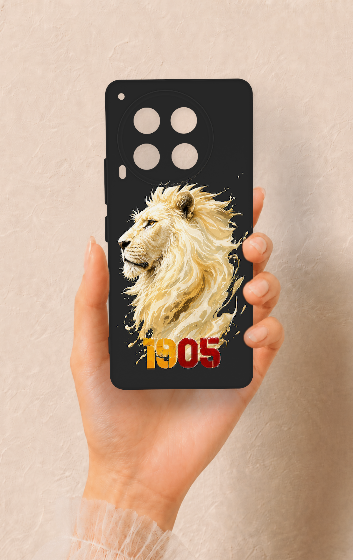 Tecno Camon 30 Uyumlu Sarı Kırmızı 1905 Aslan Desenli Silikon Kılıf
