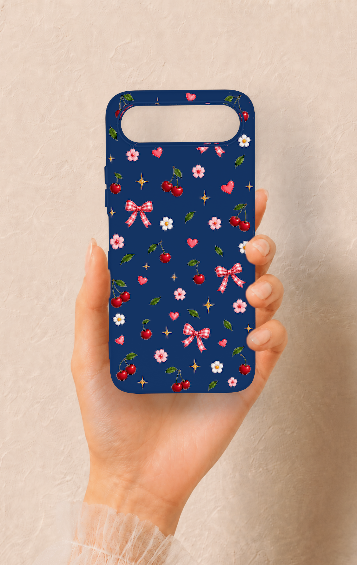 Tecno Spark 50 5G Uyumlu Çiçek Kiraz Fiyonk Desenli Silikon Kılıf