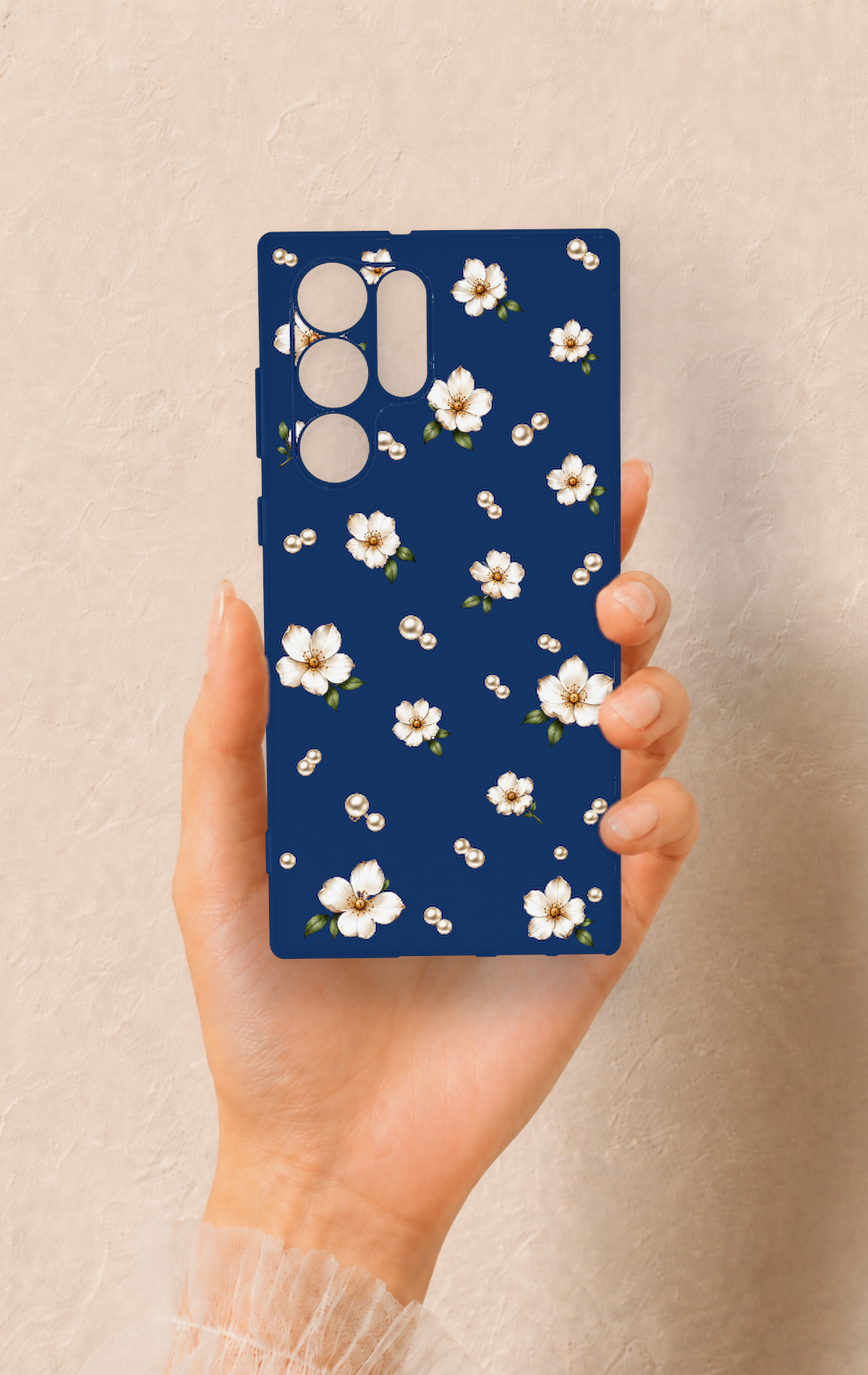 Samsung S22 Ultra Uyumlu Papatya İnci Desenli Silikon Kılıf