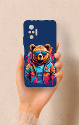 Redmi Note 10 Pro Uyumlu Gözlüklü Ayı Desenli Silikon Kılıf