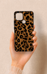 Oppo A15 Uyumlu Koyu Leopar Deri Desenli Silikon Kılıf