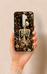 Oppo A9 2020 Uyumlu Çiçek İskelet Desenli Silikon Kılıf