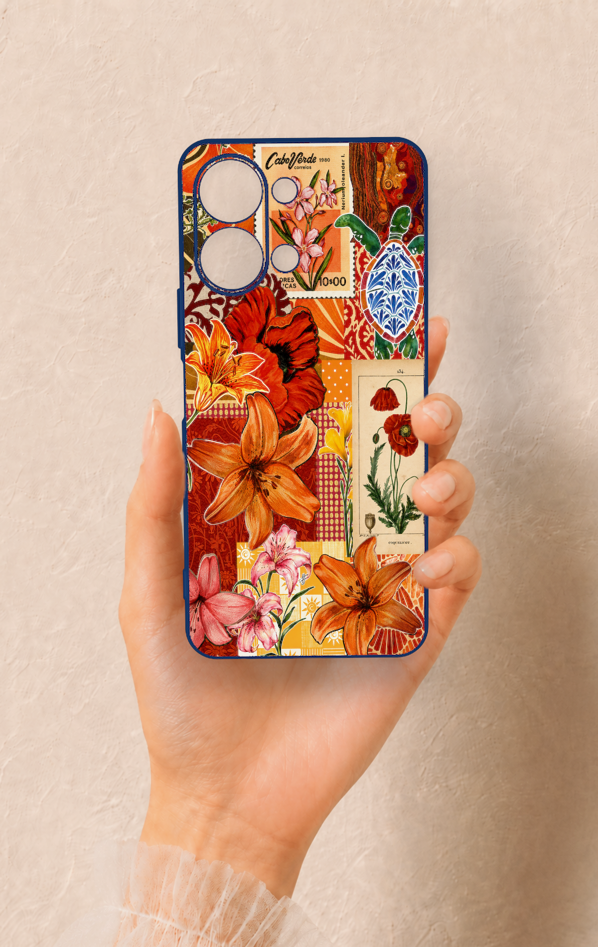 Vivo Y05 4G Uyumlu Turuncu Zambak Desenli Silikon Kılıf