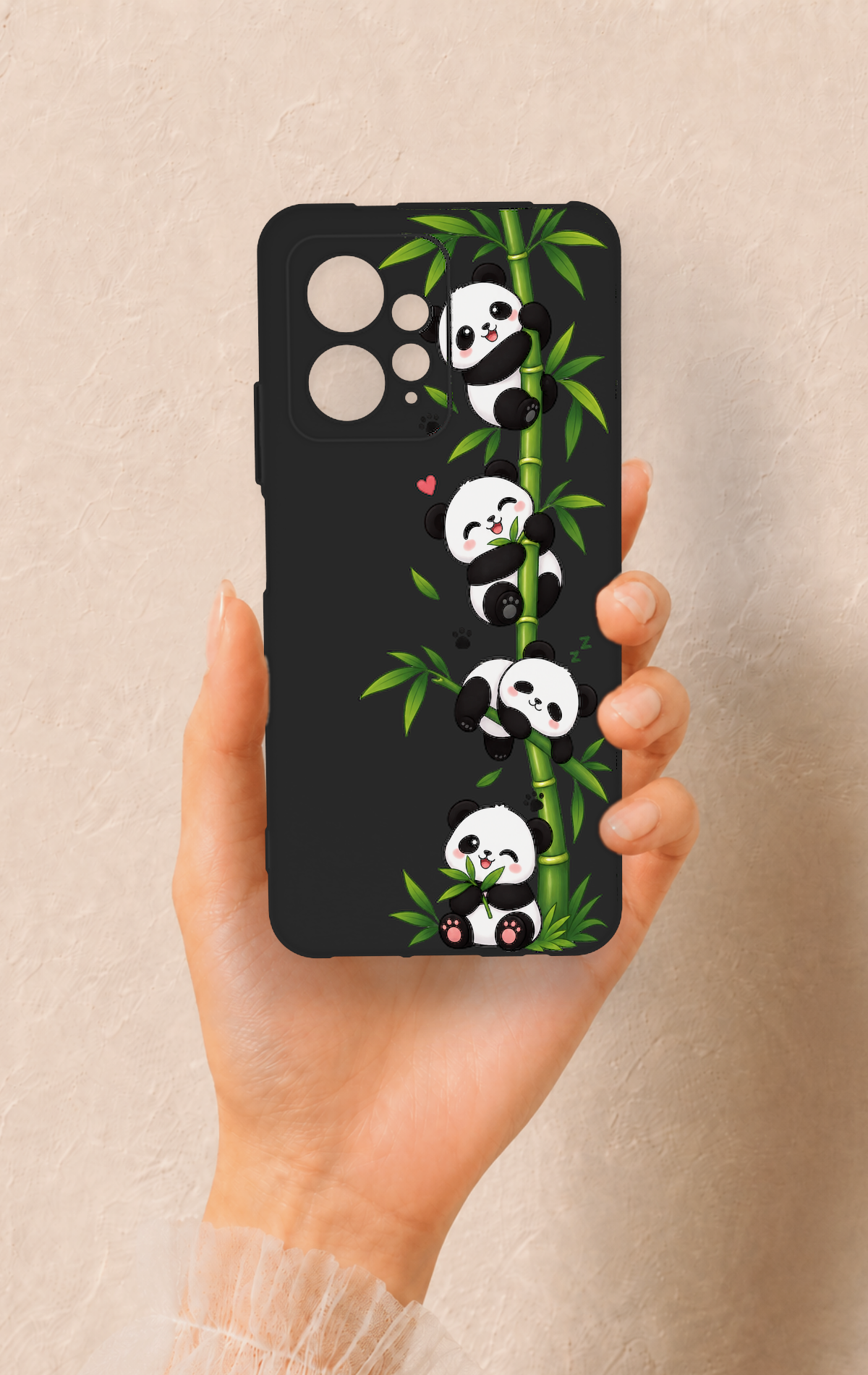 Redmi Note 12 4G Uyumlu Sevimli Panda Bambu Desenli Silikon Kılıf