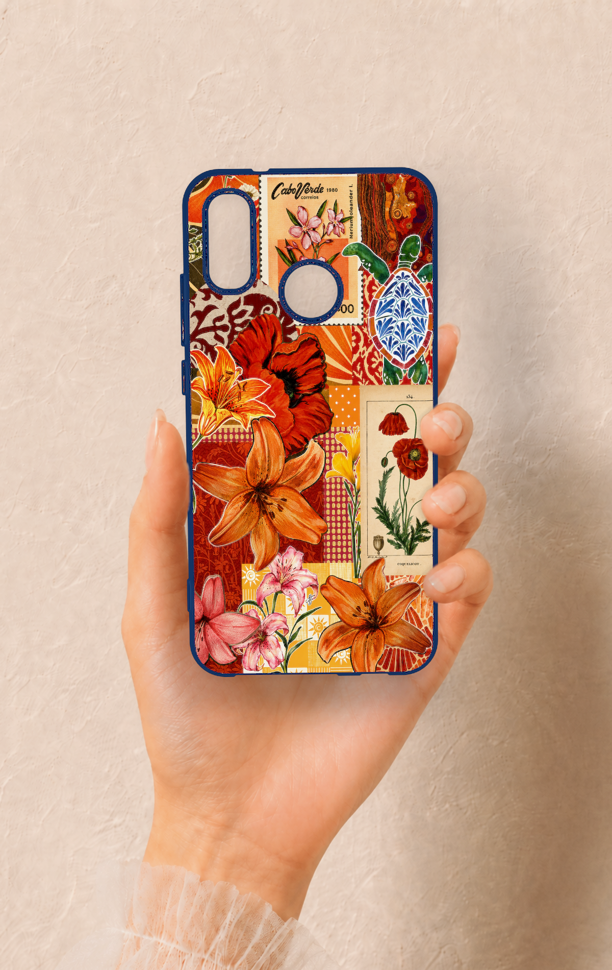 Huawei P20 Lite Uyumlu Turuncu Zambak Desenli Silikon Kılıf