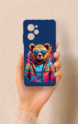 Poco X5 Pro Uyumlu Gözlüklü Ayı Desenli Silikon Kılıf