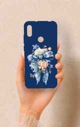 Huawei Y6 2019 Uyumlu Mavi Kurdeleli Çiçek Desenli Silikon Kılıf