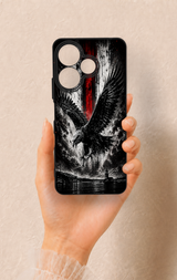 Redmi 13 4G Uyumlu Kara Kartal Desenli Silikon Kılıf