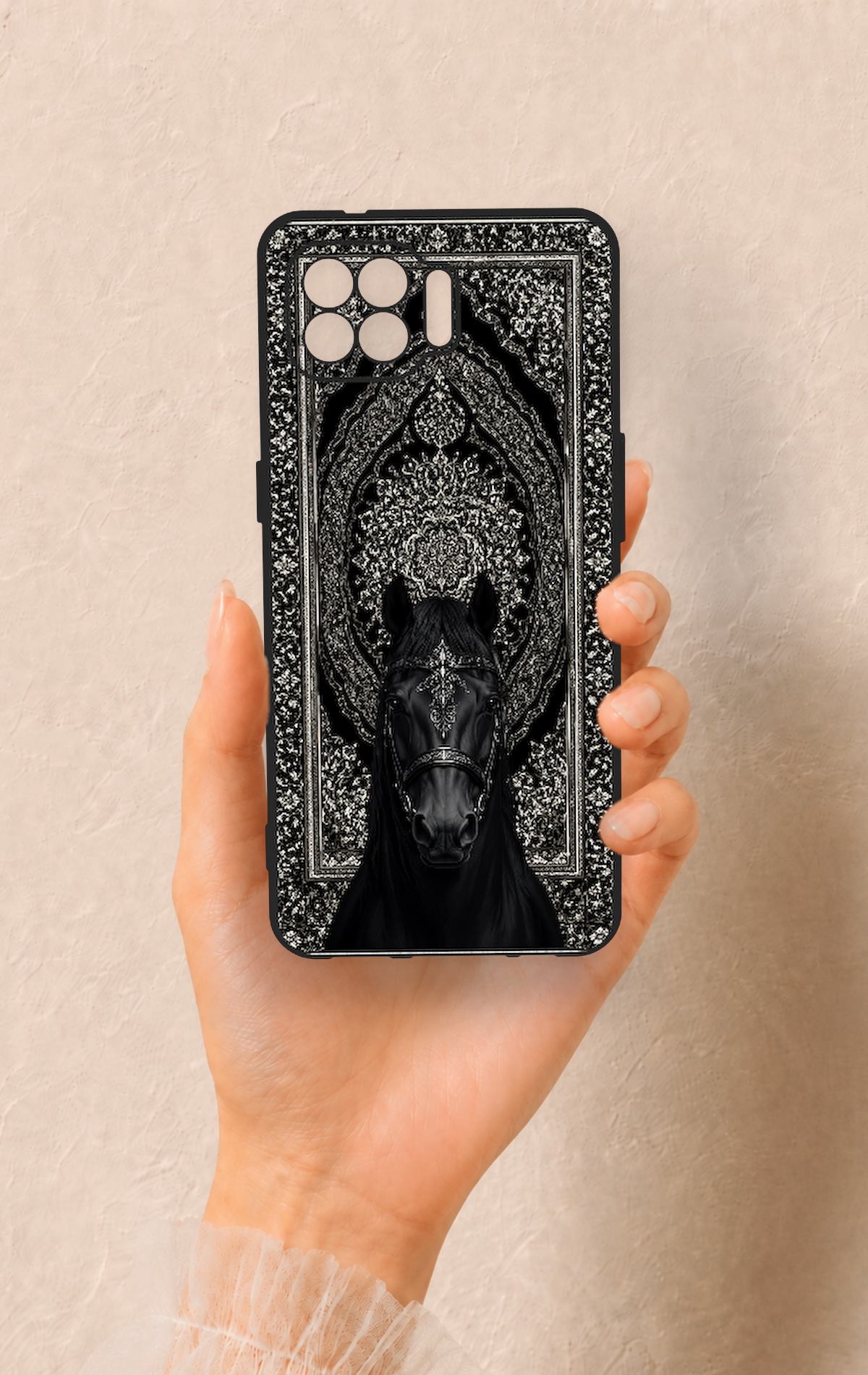 Oppo Reno 4 Lite Uyumlu Etnik At Figürü Desenli Silikon Kılıf